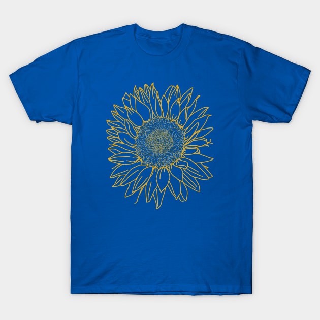 Sunflower Yellow Line Drawing T-Shirt by ellenhenryart